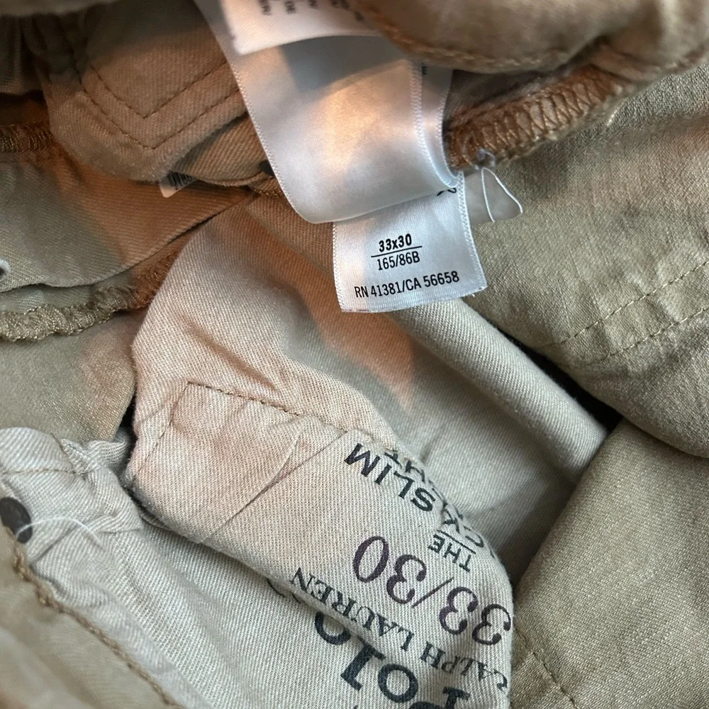 Polo Ralph Lauren Men’s Varick Slim Straight‎ Jeans – Khaki Tan Denim Size 33x30